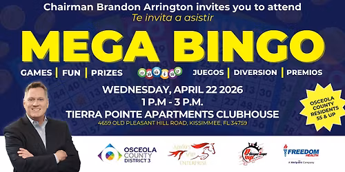 \ud83c\udf89 Mega Bingo with Chairman Brandon Arrington \ud83c\udf89