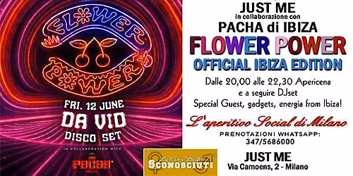 FLOWER POWER PARTY from IBIZA \u2013 Venerd\u00ec 12 Giugno 2026: Aperitivo + DJset