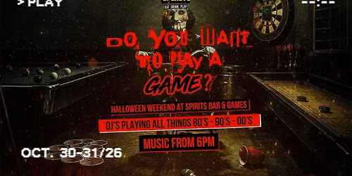 \ud83c\udf83 DO YOU WANT TO PLAY A GAME? \ud83d\udd2a \u00a310 MINI GOLF AND 1ST DRINK