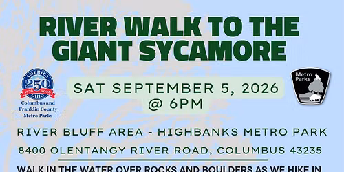 America 250-Ohio: River Walk to the Giant Sycamore (walk in river)
