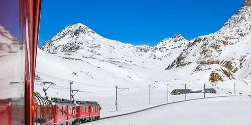TRENINO ROSSO DEL BERNINA: DA TIRANO AL FASCINO DELLE LUCI NATALIZIE DI ST. MORITZ CON PRANZO TIPICO