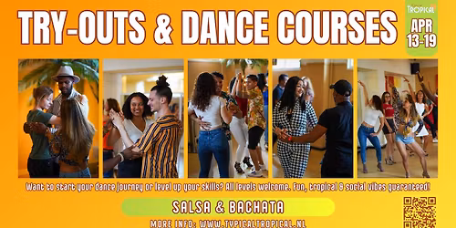 Proeflessen & cursussen \u2022 Salsa & Bachata \u2022 Start13 t\/m 19 april