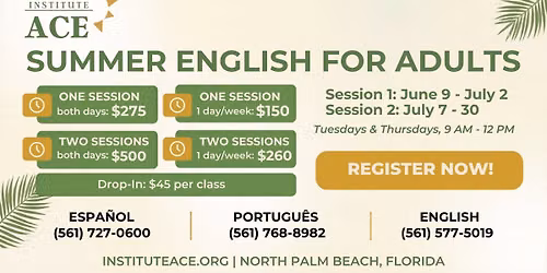 Summer English Classes for Adults - Session 2