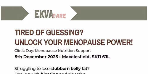 MENOPAUSE nutrition clinic (Macclesfiled) with Registered Dietitian