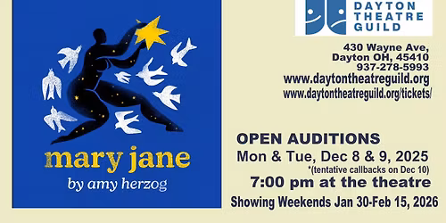 Open audition notice for MARY JANE by Amy Herzog