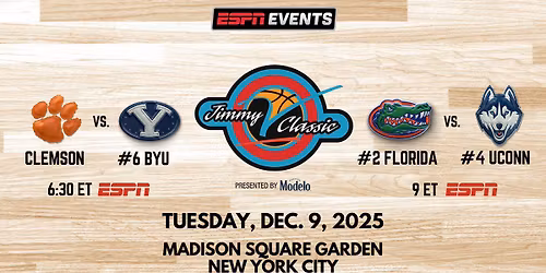 Parking Jimmy V Classic: BYU vs Clemson, UConn vs Florida