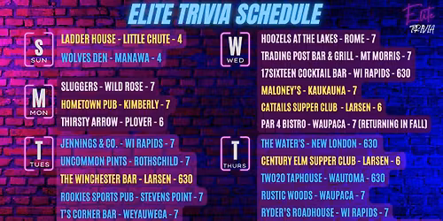 Trivia Tuesday at Rookies Sports Pub