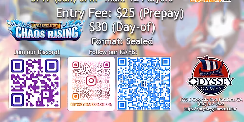 Pokemon TCG MEG - Chaos Rising Pre-release @ Odyssey Games Pasadena