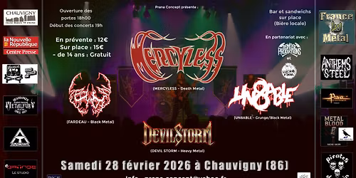 CONCERT : DEVIL STORM \/ FARDEAU \/ UN8ABLE \/ MERCYLESS