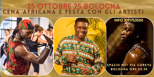 Cena e festa africana della Guinea con gli artisti