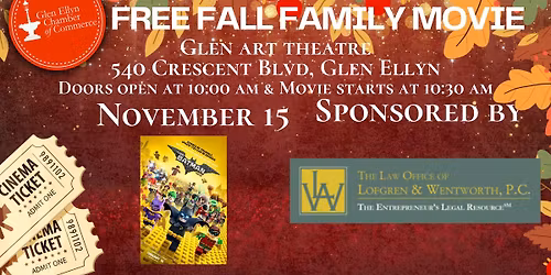Free Fall Family Movie - The Lego Batman Movie, sponsored by The Law Office of Lofgren & Wentworth