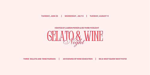 Gelato and Wine Night with Lauren Power (8:00PM)