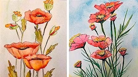 Poppies that Glow in Watercolors