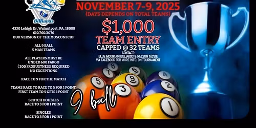 BLUESCONI CUP  9 ball 600 AND UNDER  5 MAN TEAM