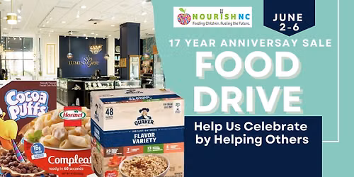 17 Year Anniversary Sale and Food Drive