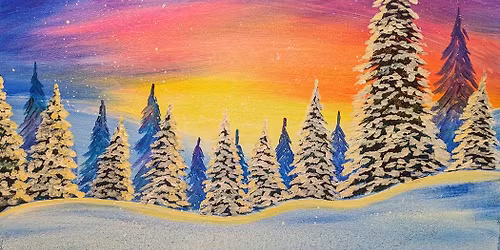 Paint and Sip: Snowy Sunset Dreamscape