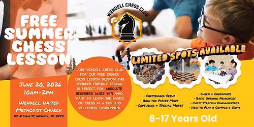 Free Beginner Chess Lesson Session (Ages 8-17)