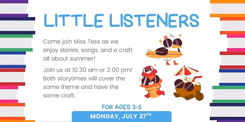 \ud83d\udcda\ud83c\udfb6\ud83c\udfa8 Little Listeners Storytime \u26f1\ufe0f\ud83c\udf1e \ud83c\udf0a