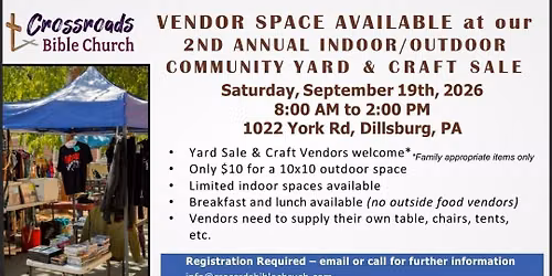Crossroads Annual Yardsale...Vender Spaces