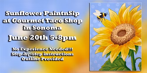 Sunflower PaintnSip at Gourmet Taco Shop