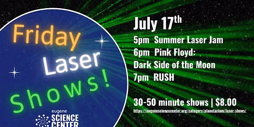 Friday Night Laser Shows: Summer Laser Jam, Pink Floyd, RUSH