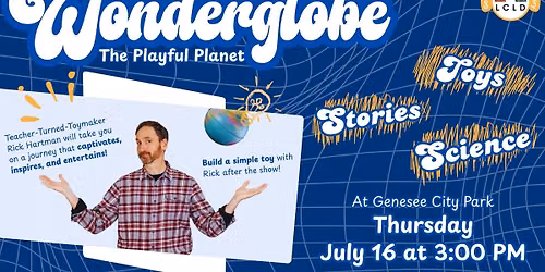 Wonderglobe in Genesee City Park with the Genesee Community Library