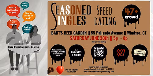 SEASONED SINGLES SPEED DATING...for the 47+ folks!!!