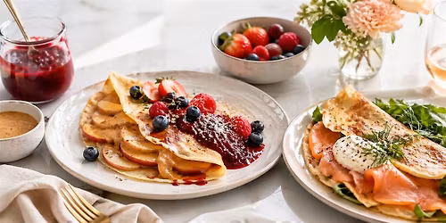 Make Gluten Free Brunch Crepes, Sweet and Savoury w\/ optional Yoga before