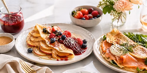 Make Gluten Free Brunch Crepes, Sweet and Savoury w\/ optional Yoga before