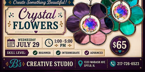 Stained Glass with Mary- Crystal Flowers
