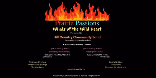 Prairie Passions, Winds of the Wild Heart. Family friendly free concert.