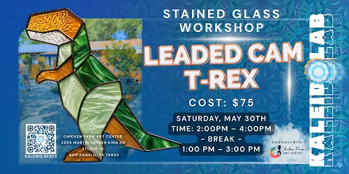 Leaded Cam Stained Glass T\u2011Rex