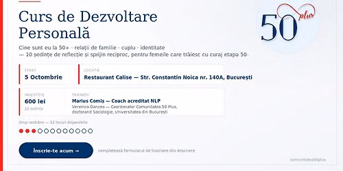 Curs de Dezvoltare Personal\u0103 CINE SUNT EU LA 50 PLUS? \u2014 Academia 50 Plus (DOAR PENTRU DOAMNE)