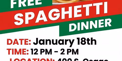 January Free spaghetti dinner