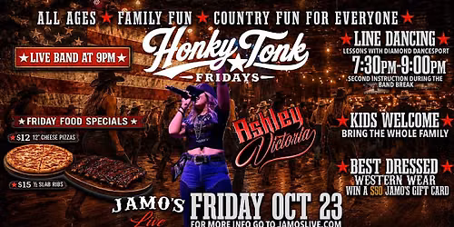 Honky Tonk Fridays | Ashley Victoria & Line Dancing at 7:30pm @ Jamo's Live