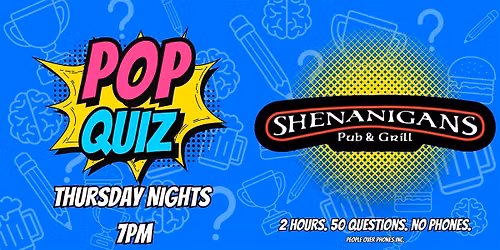 Edmonton - POP QUIZ Thursday @ Shenanigans