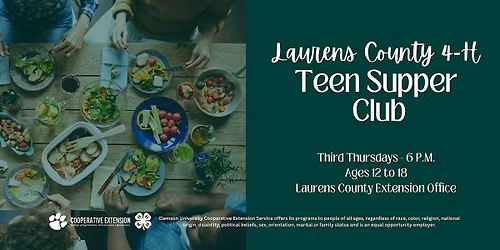 2026-27 Laurens County 4-H Teen Supper Club