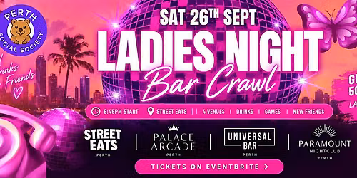 Perth Social Society: Ladies Night Bar Crawl