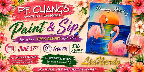 Flamingo Mingle Paint & Sip at P.F. Chang's w\/ LiaNardo Mobile Paint & Sip