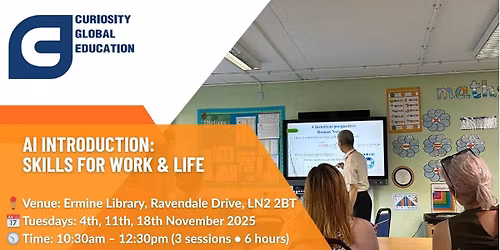 AI Introduction: Skills for Work & Life  (6 hours, 3 sessions over 3 weeks)