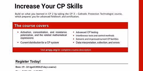 AMPP; Cathodic Protection Technologist Course- CP 3