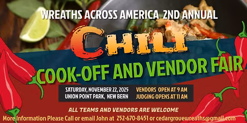 2nd Annual Wreaths Across America Chili Cook-off and Vendor Fair 