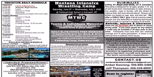 2026 Montana Intensive Wrestling Camp (Summer Event)