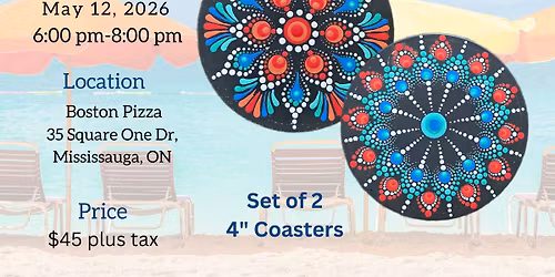 Mississauga-Tropical Coastal Vibe Coaster Set Dot-Painting Workshop