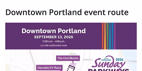 Downtown Sunday Parkways 9\/13\/2026 ( 11 am\u2013 4PM Pioneer Square 701 SW 6th Ave, Portland, OR 97204