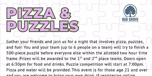 Pizza and Puzzles - Summer 2026 Event