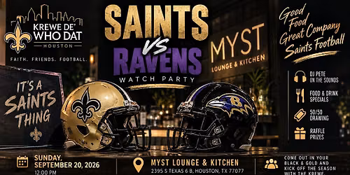 Krewe De\u2019 Who Dat Saints Watch Party: Saints vs. Ravens