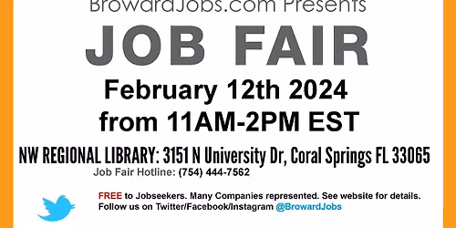 BrowardJobs.com Job Fair \/ Career Fair November 24th, 2026 Coral Springs
