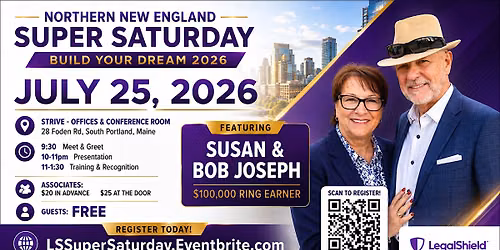 PORTLAND MAINE SUPER SATURDAY with SUSAN & BOB JOSEPH $100K RING EARNERS