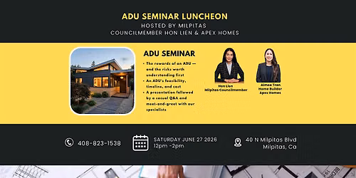 ADU (Accessory Dwelling Unit) Seminar Luncheon in Milpitas